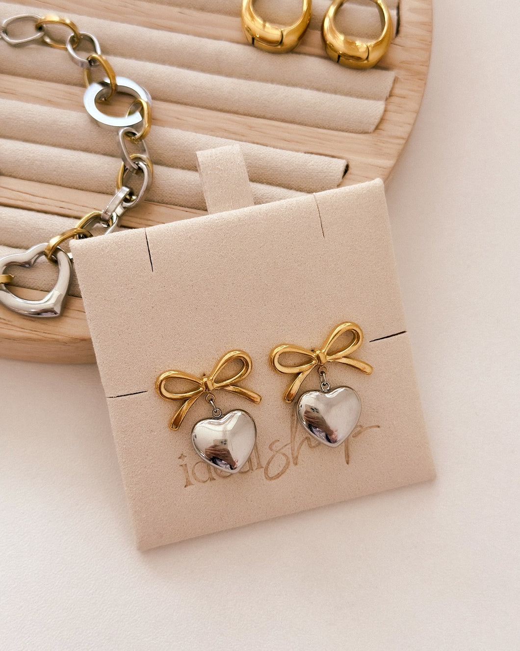 Lovely Bow Earrings - Two Tone