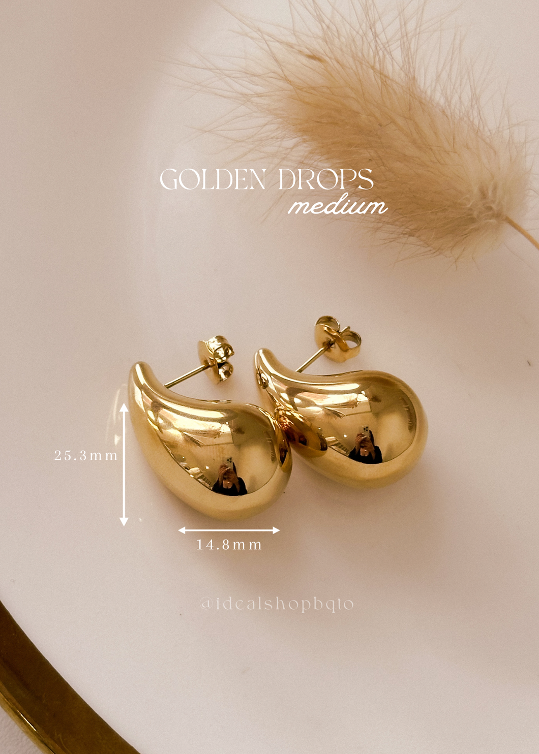 Golden Drop Studs Medium